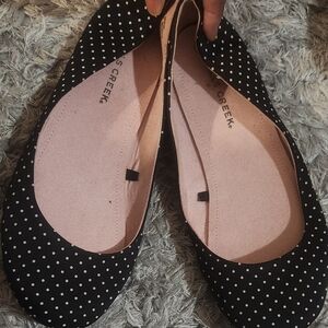 Falls Creek Black and White Polka Dot Flats